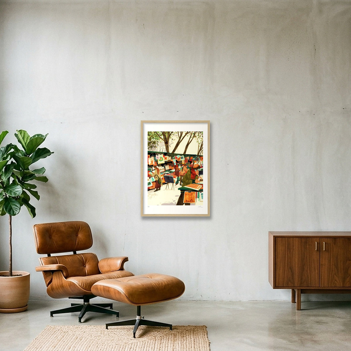 Les Bouquinistes’ Treasures — A2 (42×59cm, 17×23") Oak Frame