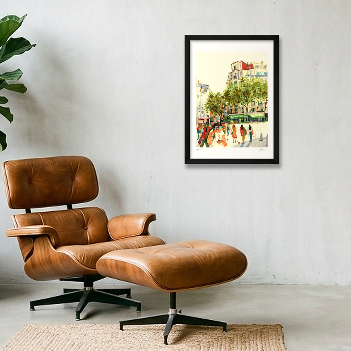 A Colorful Afternoon in Paris — A3 (30×42cm, 12×17") Black Frame