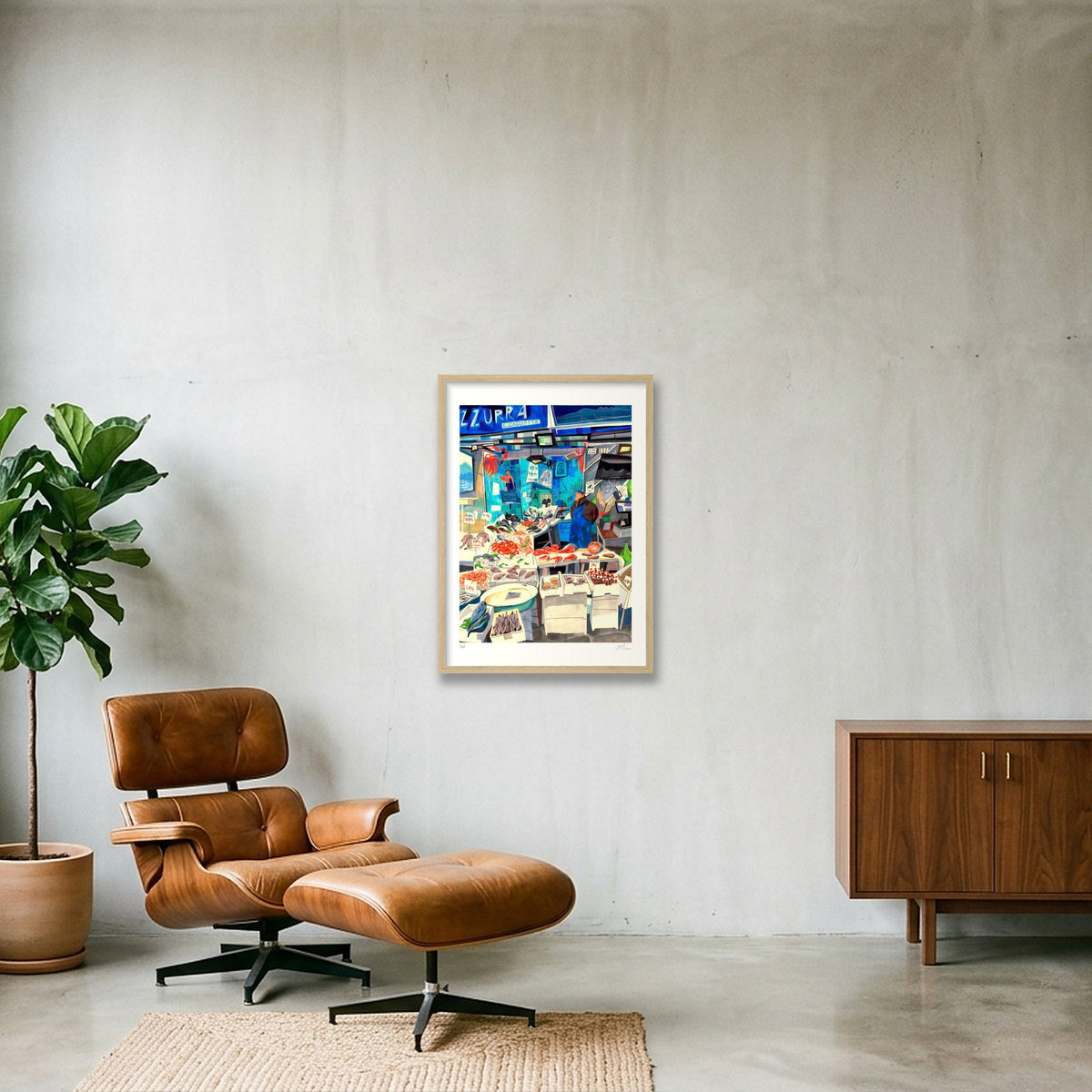 Pescheria Azzurra — A2 (42×59cm, 17×23") Oak Frame