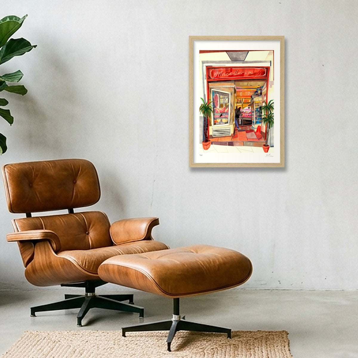 Macelleria a Napoli — A3 (30×42cm, 12×17") Oak Frame