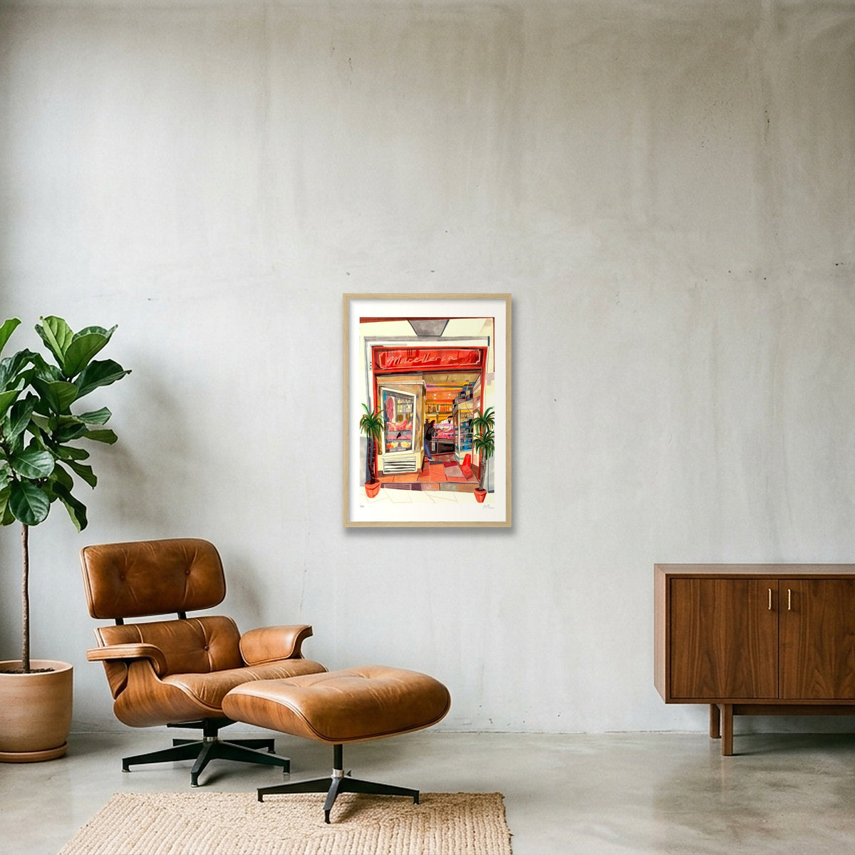 Macelleria a Napoli — A2 (42×59cm, 17×23") Oak Frame