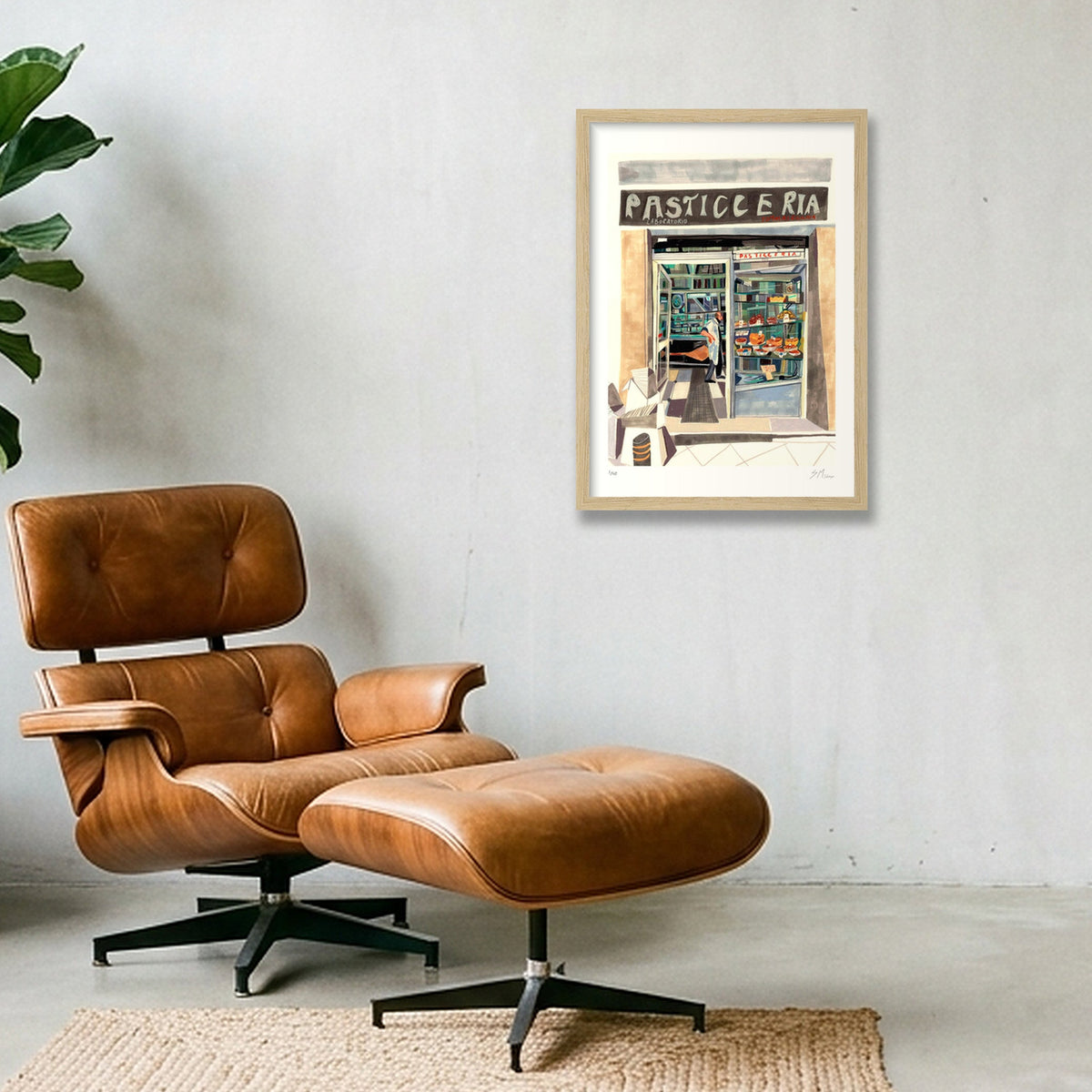  A Sweet Corner of Napoli — A3 (30×42cm, 12×17") Oak Frame
