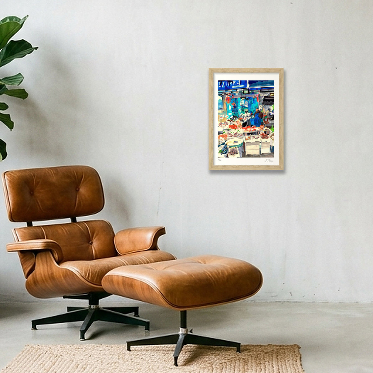 Pescheria Azzurra — A4 (21×30cm, 8×12") Oak Frame