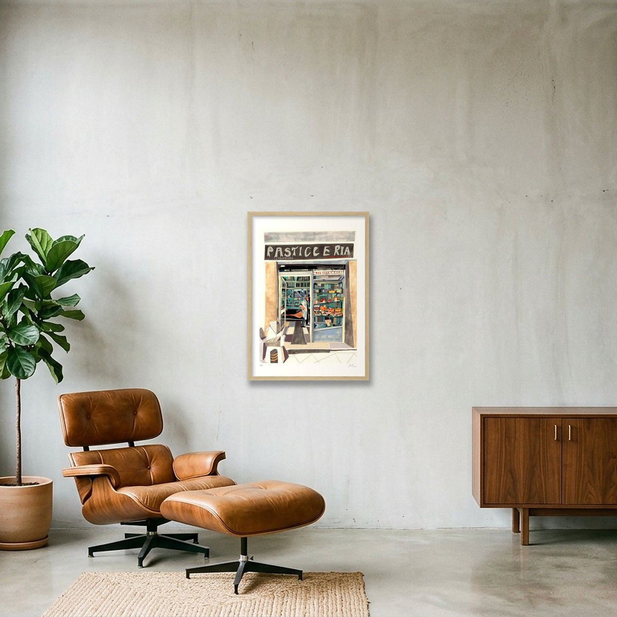  A Sweet Corner of Napoli — A2 (42×59cm, 17×23") Oak Frame